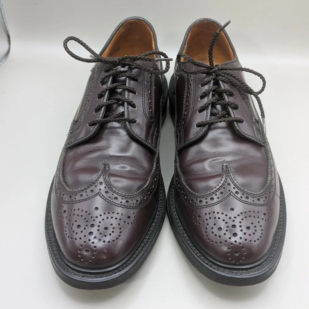 Vtg Dexter Dark Burgandy Wingtip Oxfords 100% Leather Made in the USA Size 8 1/2